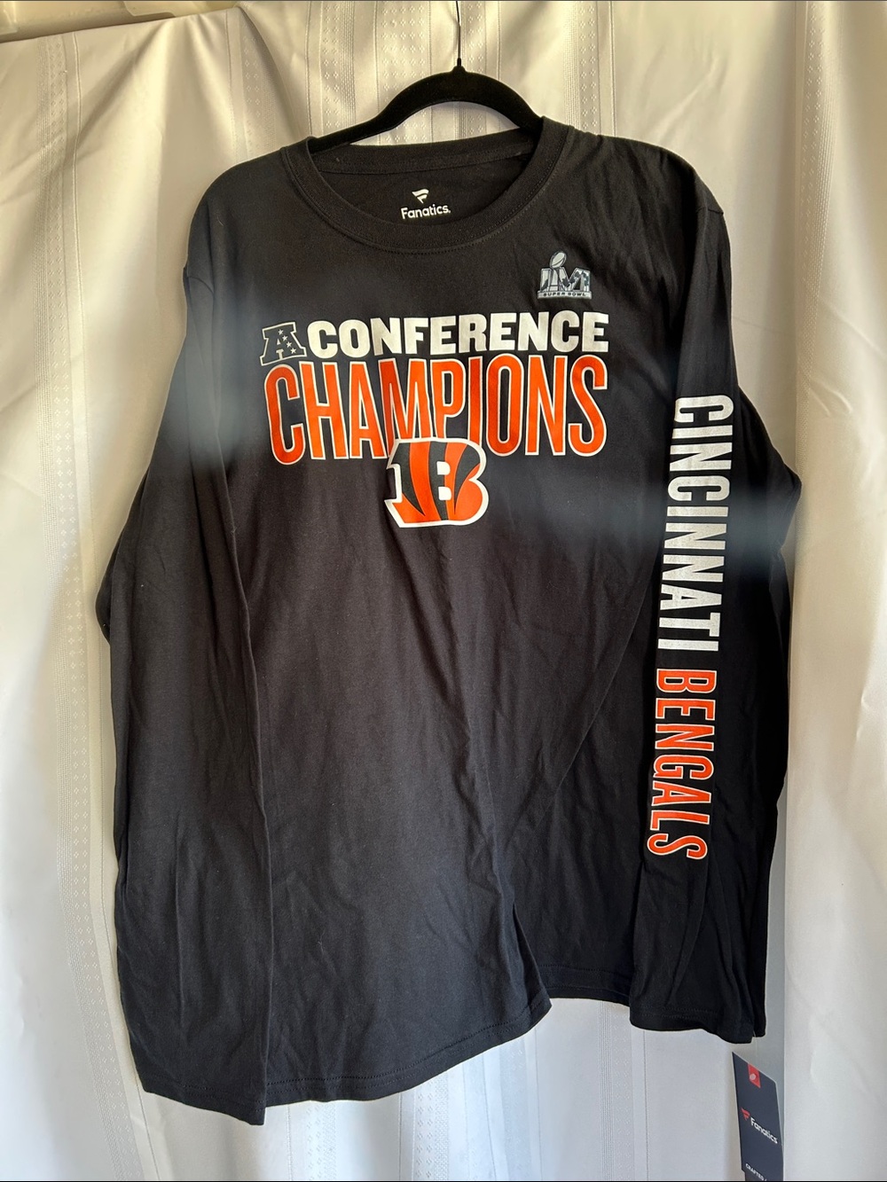 NWT Cincinnati Bengals Black 'AFC Conference Champions' Long Sleeve Shirt - Fana